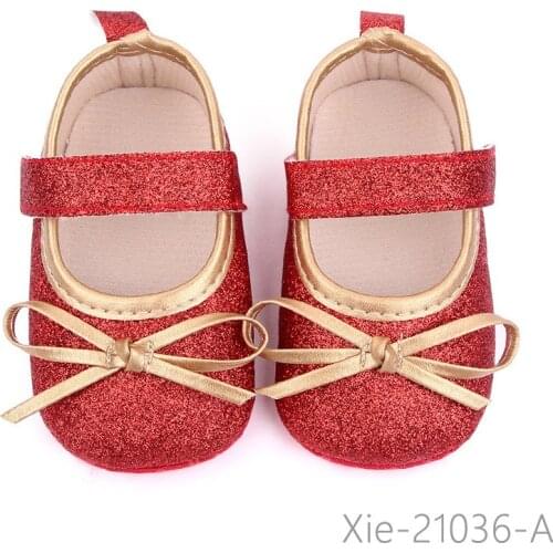 Infant Newborn Baby Girls Spring Summer Autumn Flats Glitter Bowknot Princess Dress Shoes No-Slip First Walkers