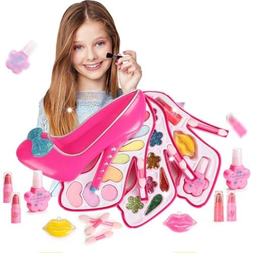 Kids Make Up Toy Set Pretend Play Princess Pink Makeup Beauty Safety Non-toxic Kit Toys for Girls Dressing Cosmetic Girl Gifts