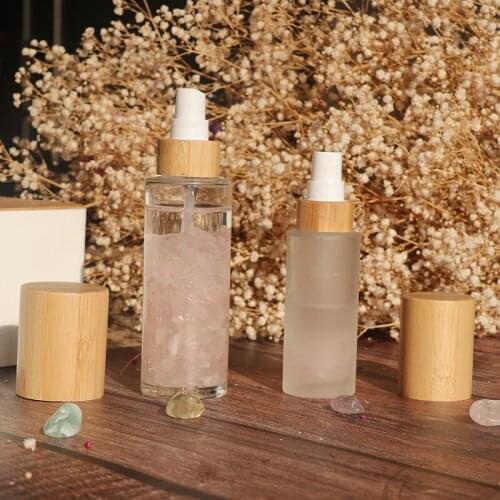 88pcs 120ml Eco-Friendly Cosmetics Packaging Bamboo Emulsion Skin Care Cream Glass spray Bottle bamboo luxury cbd cream bottles
