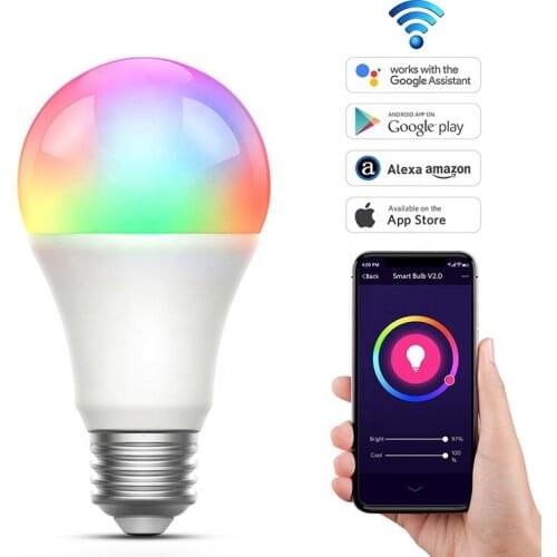 Voice Control RGB Smart Light Bulb Dimmable E27 E26 B22 WiFi LED Magic Lamp AC 110V 220V Work with Alexa Google Home