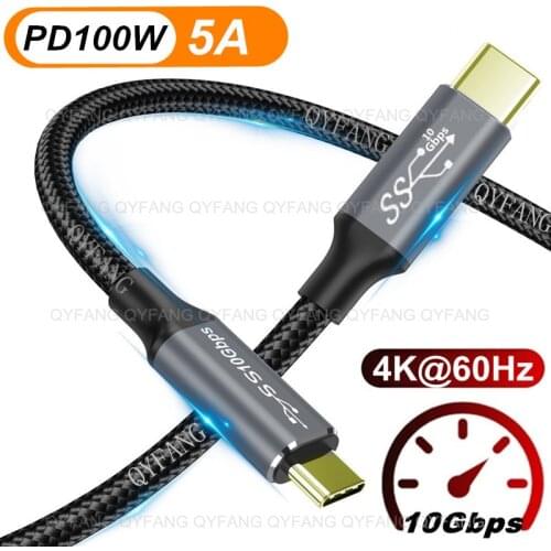 PD 100W Thunderbolt Cable USB C 5A PD60W USB3.1 Cable for MacBook Pro iPad Pro 10Gbps USB Type C USB3.0 USB2.0 Cable USB3.1 gen2