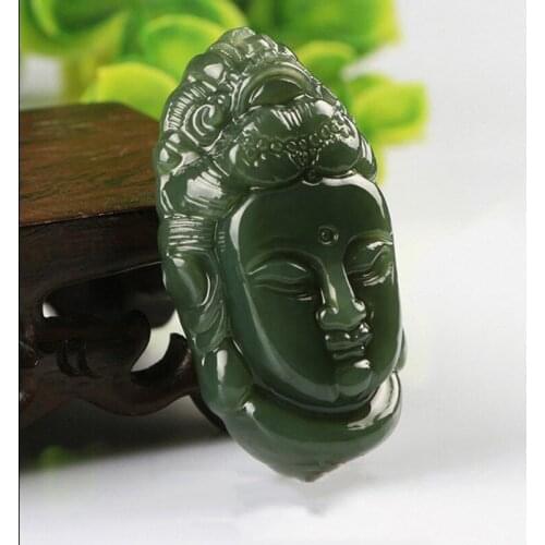 Envío gratis Colgante de Piedra China verde Guanyin Bodhisattva colgante de cabeza para colgante de seguridad y paz