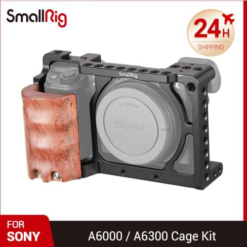SmallRig A6300 Cage Rig w/ Wooden Handgrip for Sony A6000/A6300 Camera w/ Cold Shoe For Microphone Flash Light DIY Options 2082
