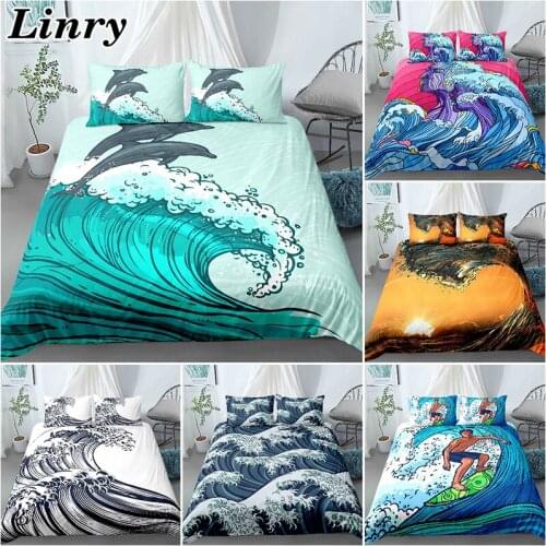 Ocean Waves Bedding Set Printed Duvet Cover King/Queen Size Bed Cover 2/3PCS Bedclothes Comforter Set For Bedroom Decoration