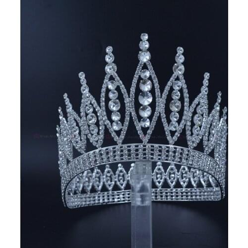 Crowns Tiaras Miss Pageant Queen Hair Crown Auatrian Rhinestone Crystal Hair Accessories Fashion Ornament Full Round For Woman