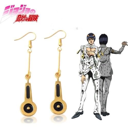 Japanese Anime JoJos Bizarre Adventure Dangle Earrings Bruno Bucciarati Metal Pendant Earrings Jewelry Halloween Party Props