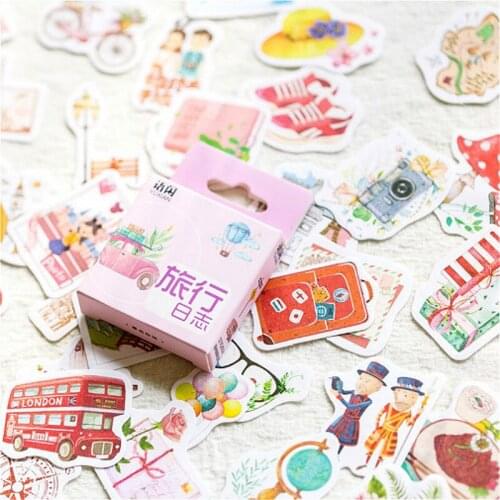 Lolede 50pcs/set Itinerary Stickers Cartoon Waterpoof DIY Baby Toys for Children Kids Boy Girl Gift