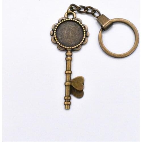 5pcs/lot Metal Key Chain Key Cabochon Setting DIY Vintage Handmade Key Chain Jewelry Making