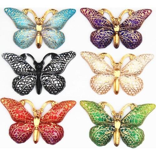 Micui 10pcs 23*38mm Colorful Butterfly Flat Back Rhinestone And Acrylic Stones Appliques DIY Wedding Scrapbook Accessories MC556