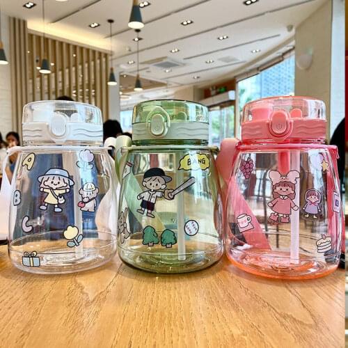 Cute double drinking water bottle kettle plastic extra-large capacity pudding cup children cold bucket