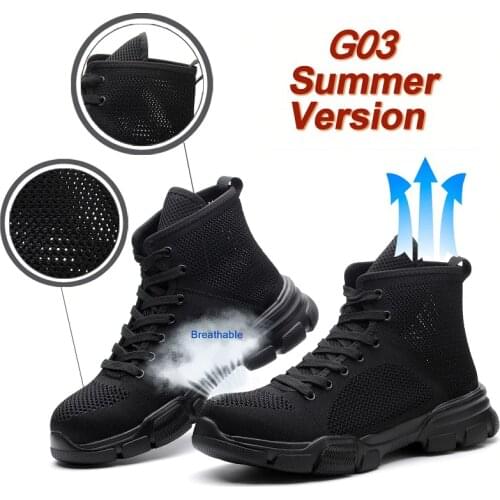 Summer Work Shoes Breathable Safety Shoes Men Boots Safety Boots Steel Toe Cap Work Sneakers Puncture-Proof Shoes Dropshipping
