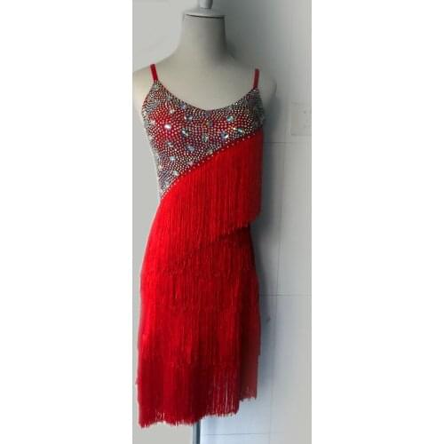 New style latin dance costume sexy diamond tassel sleeves latin dance dress for women latin dance competition dresses S-4XL F87