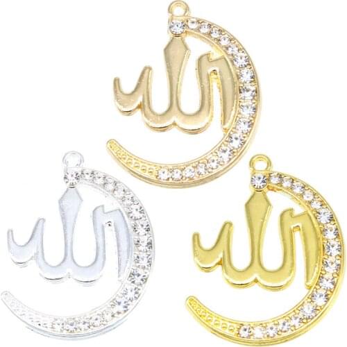 6pcs Arabian Lady Golden Muslim Islamic God Ala Charm Pendant Necklace Jewelry Ramadan Gift Necklace Accessories