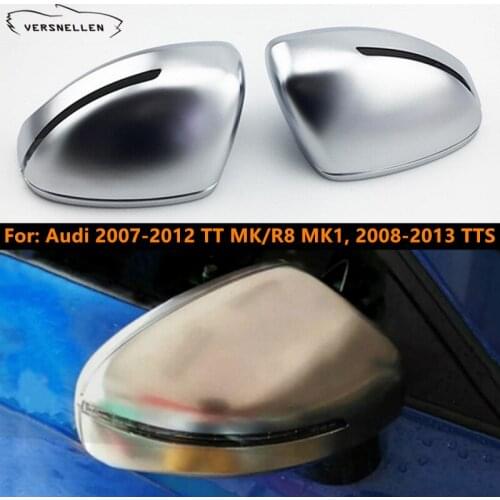 Pair Matte Chrome Side Wing Mirror Covers for Audi TT MK R8 MK1 2007 2008 2009 2010 2011 2012 TTS 2008-2013 Rearview Mirror Cap