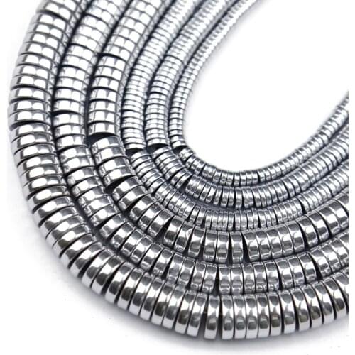 Flat Round Silvers Hematite Bead Natural Stone Spacer Loose Beads For Jewelry Making 3/4/6/8mm Diy Bracelet necklace Accessories