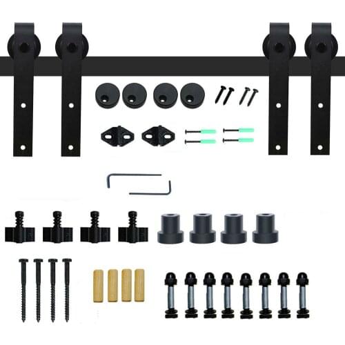 Gifsin Rustic Style Sliding Door Hardware Kit Single Slide J-Shaped Barn Door Hardware