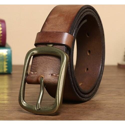 Fashion men High quality genuine leather belt luxury designer belts men new Strap male Jeans for man cowboy copper buckle belt