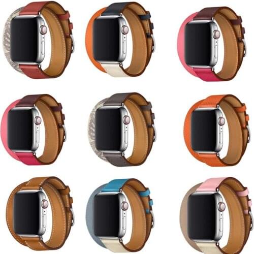 Series 6/5/4/3/2/1 Genuine Leather extral Long Double Tour wristBand for Apple Watch band SE 38/42/40mm 44mm strap