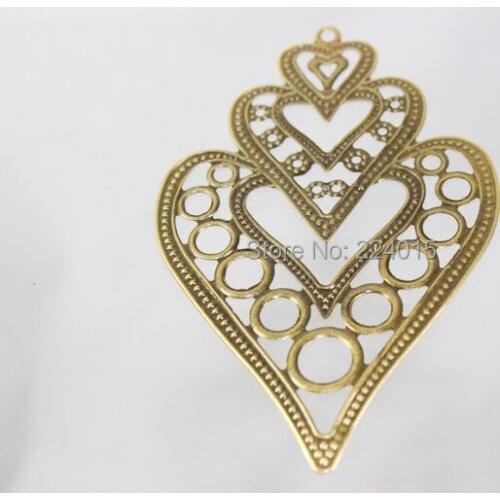 Retro Metal piece Ancient Bronze Tone Filigree Flower Wraps Charm Pendant Necklace Findings Connector Hair Jewelry Embellishment