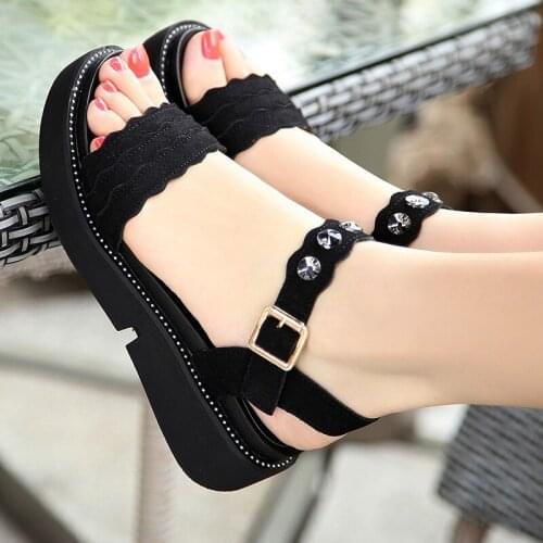 Women Sandals 2021 The New Flat Sandals Leisure Sandals Thick Bottom Anti-slip Wedges Big Yards Female Students Flat Sandals