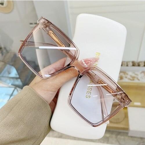Oulylan Trends Square Oversized Sunglasses Women Men Vintage Brand Designer Transparent Gradient Sun Glasses Black Eyewear UV400