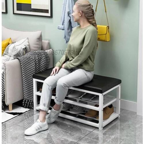 Multifunctional Shoe Changing Stool Creative Storage Rack Can Sit On Rectangular Sofa Storage Stool Storage Shoe Cabinet