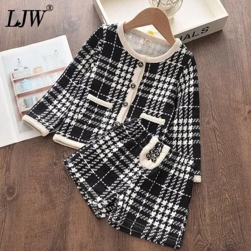 Baby girl childrens plaid top and skirt small fragrance temperament suit hot girl baby clothing two-piece skirt