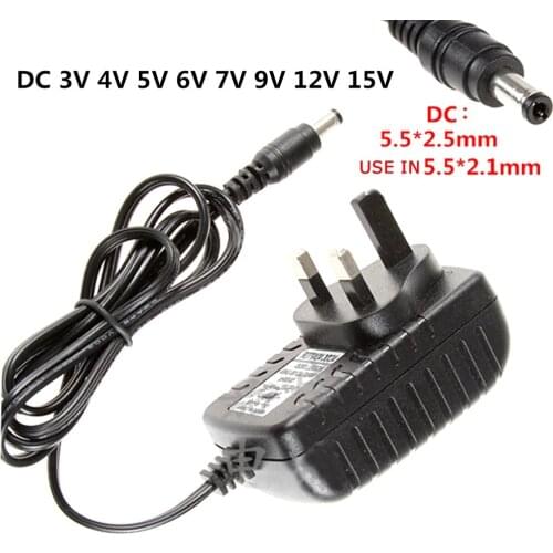 UK Power Adapter AC 110V-240V To DC 3V 5V 6V 7V 9V 12V 15V 0.5A -2A Universal British Supply Charger Adaptor LED Light AC 220V