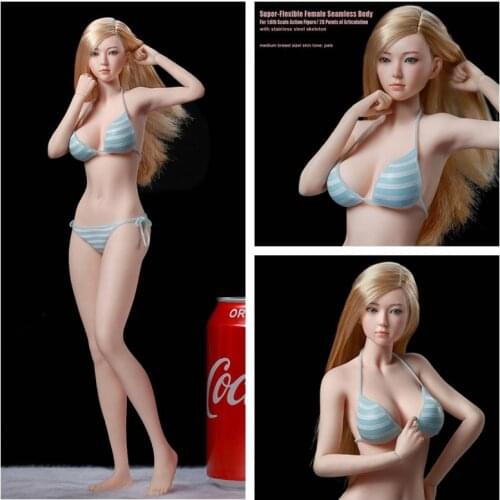 1/6 Scale Action Figure Doll Mid Bust Pale Skin Seamless Body Female With Headsculpt 12" Collectible Figures Plastic Model Toy