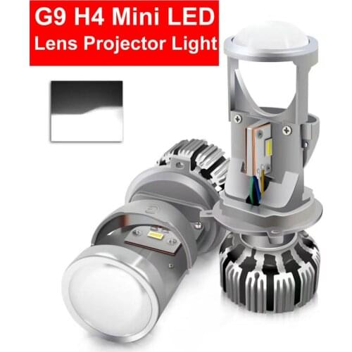 2PCS H4 G9 LED Hi-Low MINI Projector Lens Headlight For Car Clear Dual Beam Turbo Fan 12V 5500K NO Astigmatic Problem 35W 6000LM