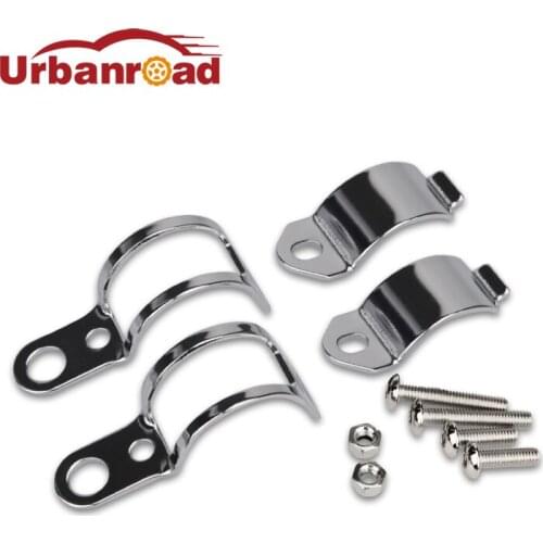 Urbanroad 2PCS Silver Motorcycle Turn Signal Bracket Relocation Mount Holder Turn Signal Fork Clamps For 30MM-45MM Front Fork