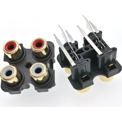 2pcs Gold&Silver Right Angle Panel Mout PCB RCA Chassis Audio Jack,QG