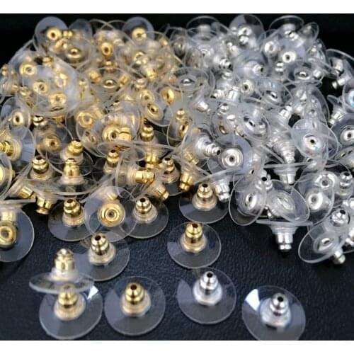 200Pcs Alloy Rubber Earring Backs Stopper Earnuts Stud Earring Back Supplies for Jewelry DIY Jewelry Findings Making Accessories