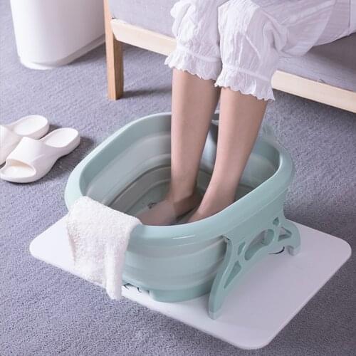 2020 Folding Foot Tub Portable Foot Wash Tub Massage Bucket Travel Folding Bucket with 4 Massage Balls Bathing Feet in Winter