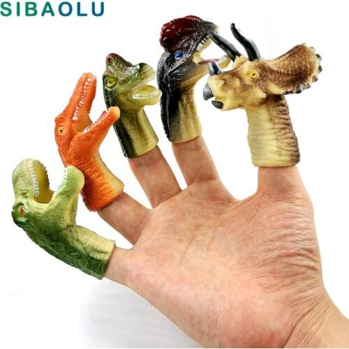 5pcs Dinosaur Finger Tyrannosaurus Rex Triceratops Figurine Model Halloween Decompression Set Home Decor Decoration Accessories