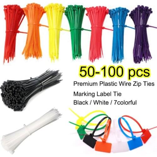 50-100 Pcs Heavy Duty Nylon Cable Self-locking Plastic Wire Zip Ties,3*100 3*150 4*200 Industrial Marking Label Tie