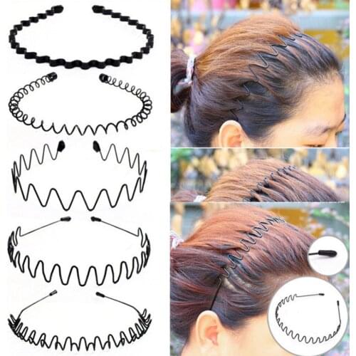 6pc Fashion wave Mens Women Unisex Black Wavy Hair Head Hoop Band Sport Headband Hairband hair accessories