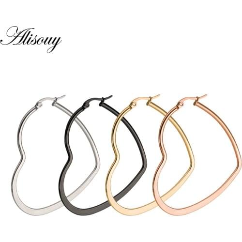 Alisouy 20/30/40/50/60CM Super Sexy Oversized Gold/ color/Black Big Heart Hoop Earrings Bijoux Earrings For Women Girls earring