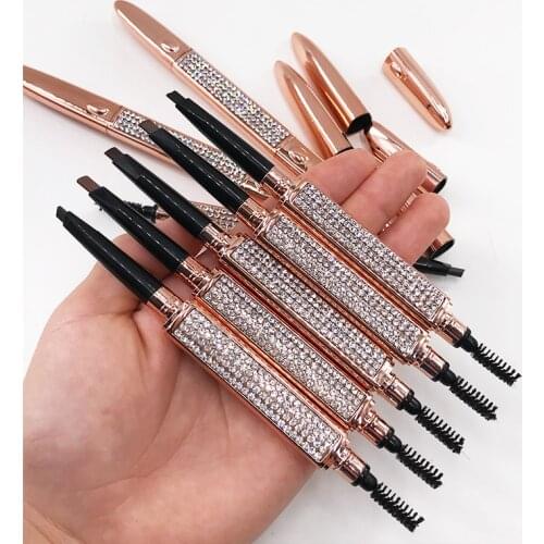 Diamond Eyebrow Pencil Waterproof Long-lasting Double-headed Eyebrow Pencil for Eye Makeup with custom logo