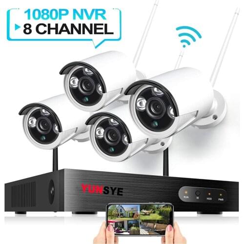 YUNSYE 1080P CCTV System Wireless System Audio Recording WIFI Camera KIT Outdoor P2P IP Security Camera Video Surveillance Kit