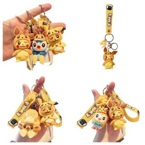 Pokemon Pikachu Keychain Epoxy Keyring Adult Children Universal Cute Cartoon Anime Doll Model Fashion Backpack Pendant Gift