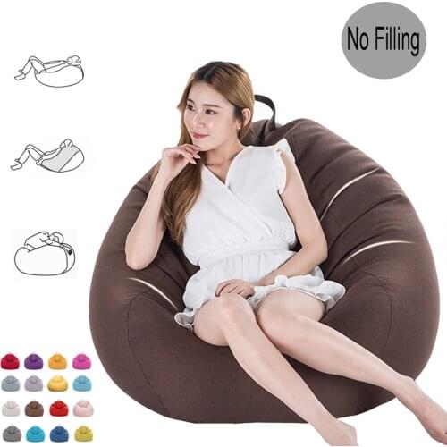 Lazy Sofa Cover Without Filling Tatami Bean Bag Couch Cover Linen Cloth Pouf Puff Chair Covers Living Room Furniture Cover