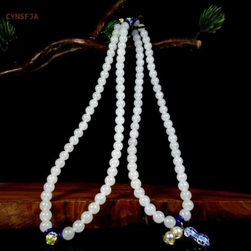 CYNSFJA New Real Certified Natural Hetian Jade Bracelets Necklace Nephrite Lucky 5mm 108 Buddha Beads Rosary Tasbih High Quality
