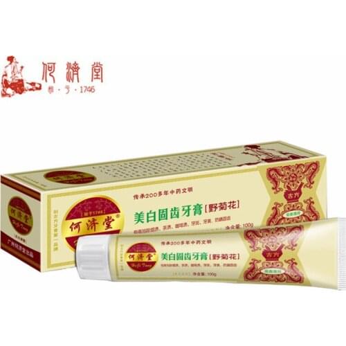HeJiTang 100g Wild Chrysanthemum Solid Tooth Whitening Toothpaste Remove Smoke Tea Yellow Stains Moth Proofing Oral Care