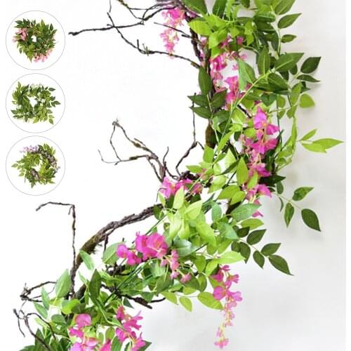 Artificial Wisteria Vine Garland Plant Foliage Trailing Flowers Wedding Arch Decoration for Air Conditioning Duct