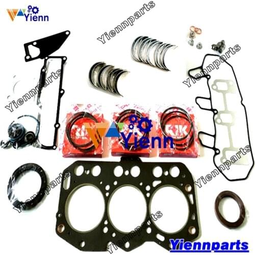 For Yanmar 3D76E Overhaul Rebuild Kit with Piston Ring Head Gasket Kit Bearing Set 719717-92670 Tractor Parts