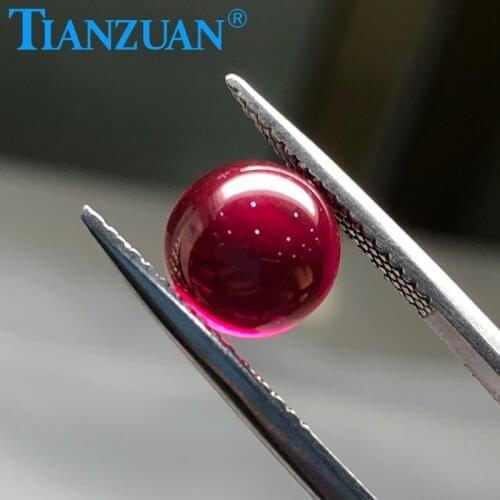 Red color ball sphere shape cabochon lab created ruby stone beads loose stone without hole
