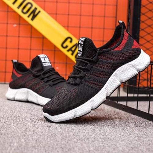 Flying woven shoes, running shoes, breathable casual shoes, lightweight sports shoes, casual walking, thick-soled mens sports