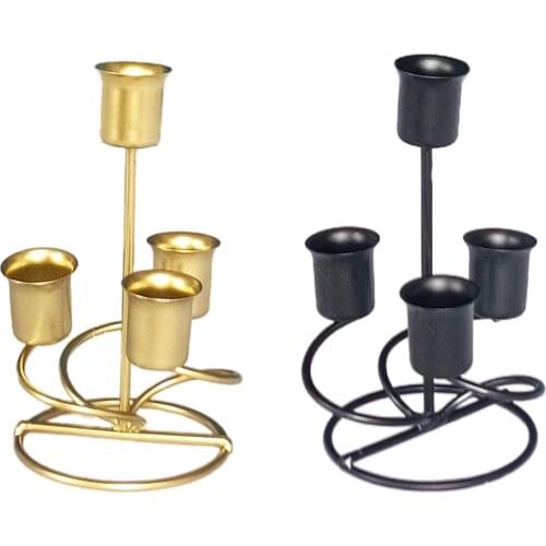 Metal Candle Holder Taper Candleholder Candlesticks Black Golden Candelabra Wedding Bar Party Living RoomHome Decoration