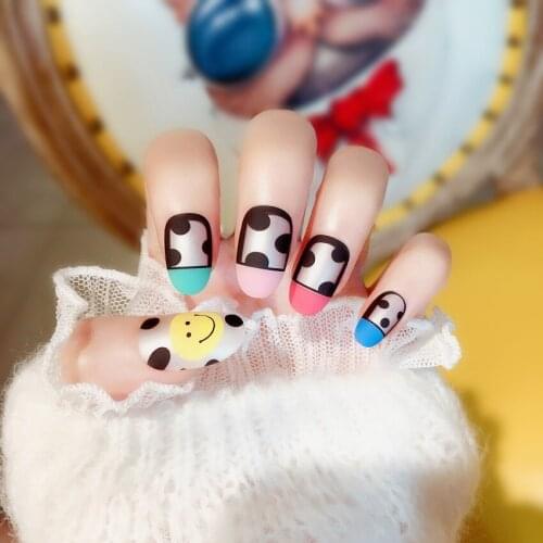 Fashion Cute Small Fresh Frosted Matte Short Fake Nails DIY Nail Art Jewelry Decoration Accessories Tools 24pcs/box